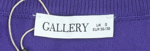 Gallery Women's Purple Polka Dot Puff Sleeve Blouse UK S