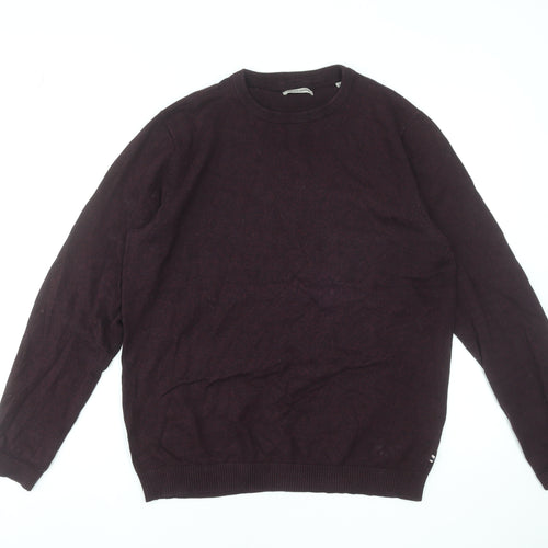 Jack & Jones Men's Brown Cotton Crew Neck Pullover Jumper Size L