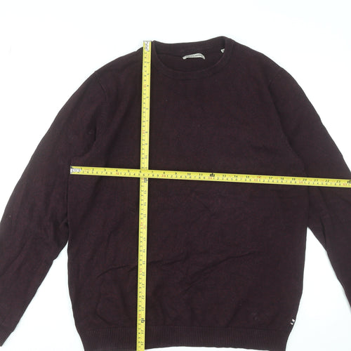 Jack & Jones Men's Brown Cotton Crew Neck Pullover Jumper Size L