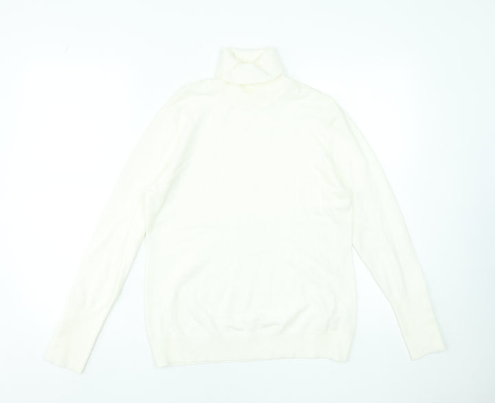 Savida Women Off White Roll Neck Jumper Size 14 Viscose Blend