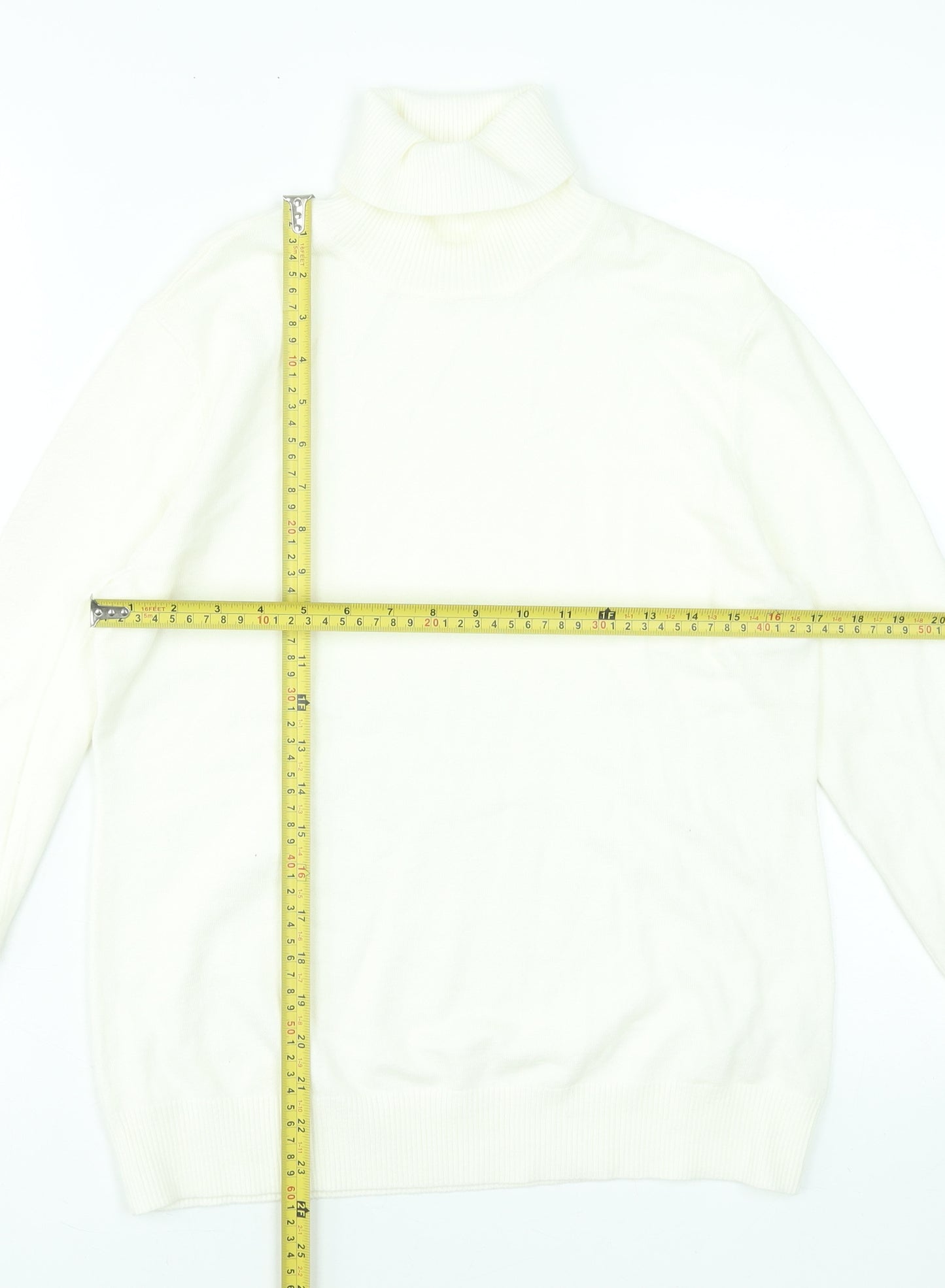 Savida Women Off White Roll Neck Jumper Size 14 Viscose Blend