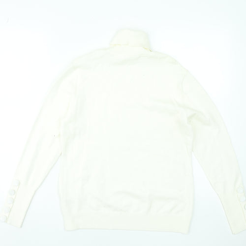 Savida Women Off White Roll Neck Jumper Size 14 Viscose Blend