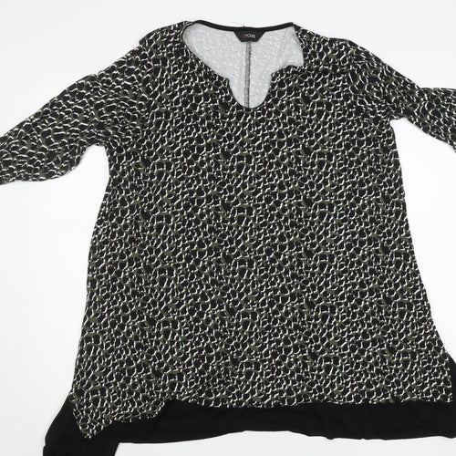 Yours Women Black Animal Print Tunic Top Size 16 Viscose Blend
