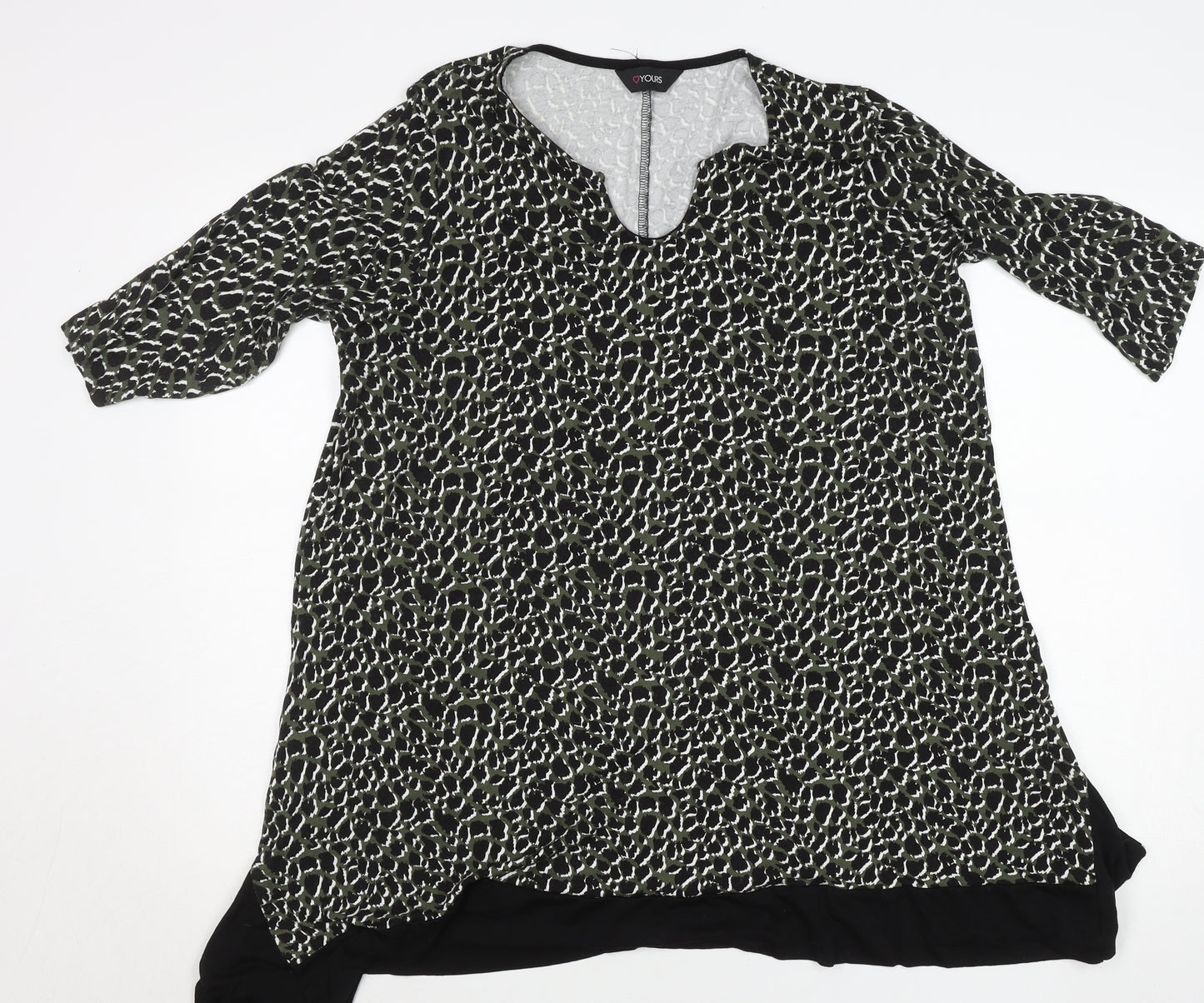 Yours Women Black Animal Print Tunic Top Size 16 Viscose Blend