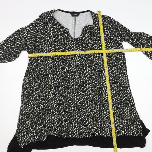 Yours Women Black Animal Print Tunic Top Size 16 Viscose Blend