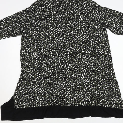 Yours Women Black Animal Print Tunic Top Size 16 Viscose Blend