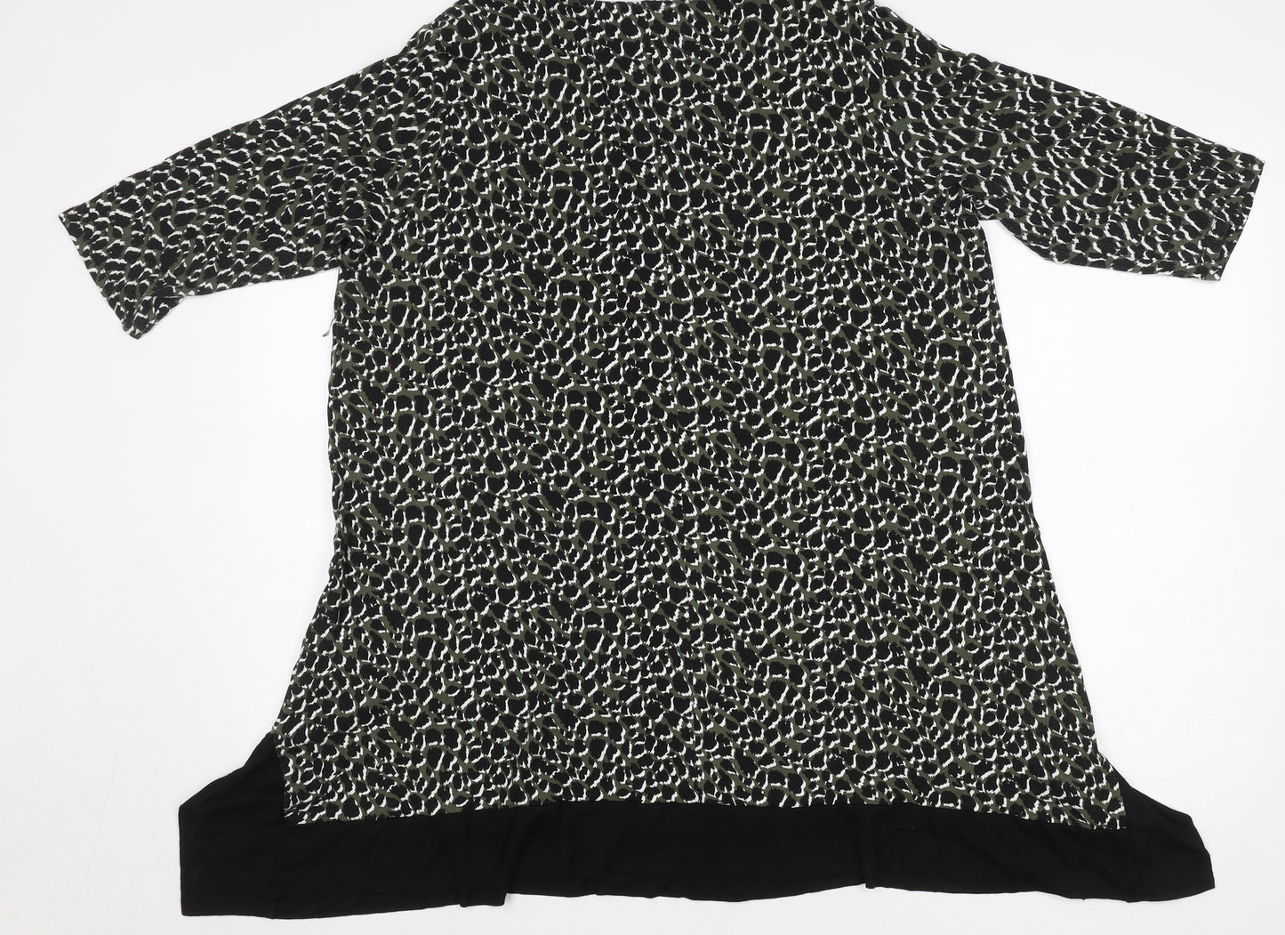 Yours Women Black Animal Print Tunic Top Size 16 Viscose Blend