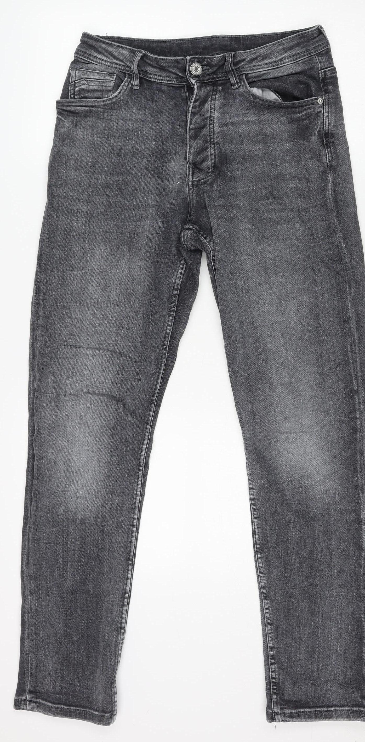 Marks and Spencer Men Grey Slim Fit Denim Jeans 34W 32L