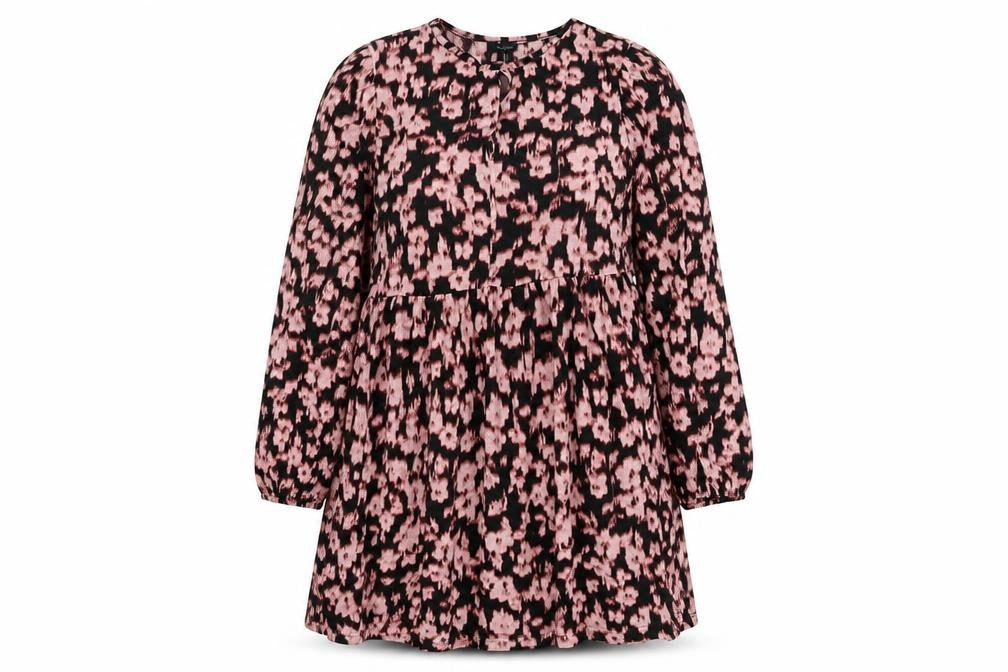 New Look Women’s Pink Animal Print Long Sleeve Smocked Dress Size 16