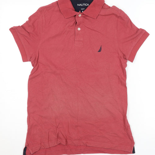Nautica Men's Red Slim Fit Cotton Polo Shirt Size M
