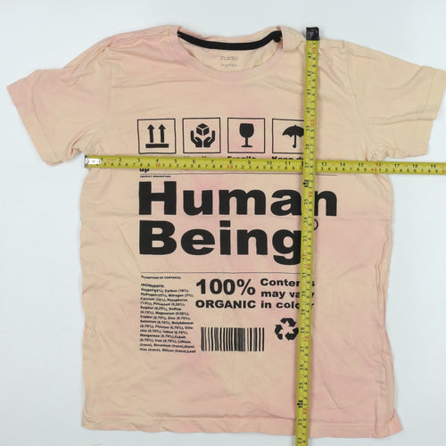 Zudio Girls Beige Graphic Print T-Shirt 13-14 Years Cotton Crew Neck