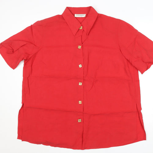 Rondissimo Alain Weiz Red Short Sleeve Women's Button-Up Shirt Size L