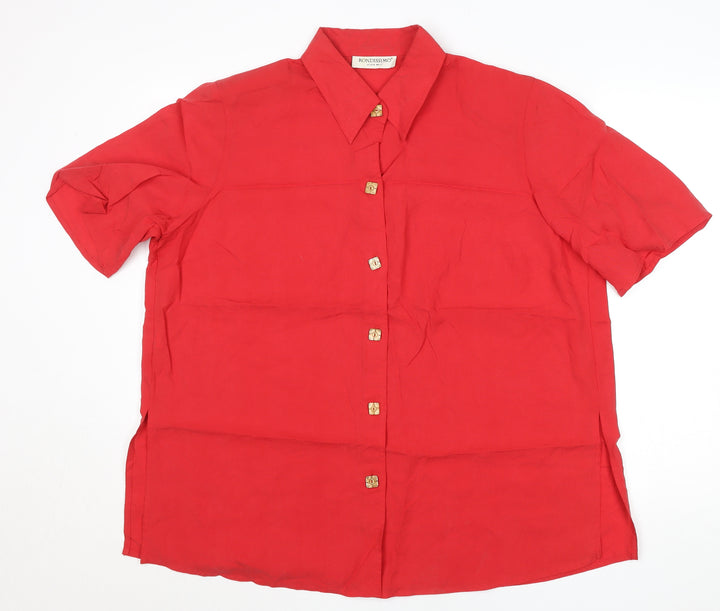 Rondissimo Alain Weiz Red Short Sleeve Women's Button-Up Shirt Size L