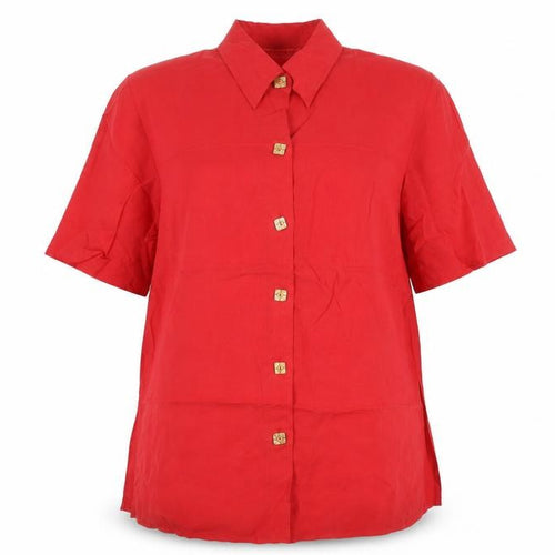 Rondissimo Alain Weiz Red Short Sleeve Women's Button-Up Shirt Size L
