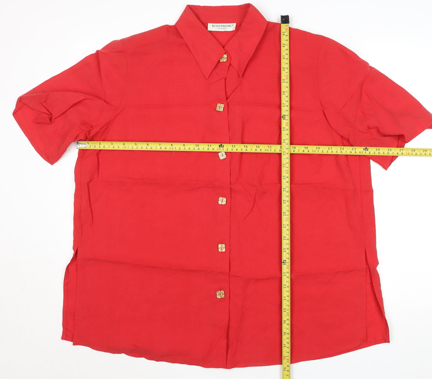 Rondissimo Alain Weiz Red Short Sleeve Women's Button-Up Shirt Size L
