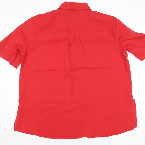 Rondissimo Alain Weiz Red Short Sleeve Women's Button-Up Shirt Size L