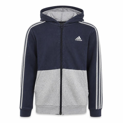 Adidas Boys Blue & Grey Hooded Track Jacket 13-14 Years Zip-Up Hoodie