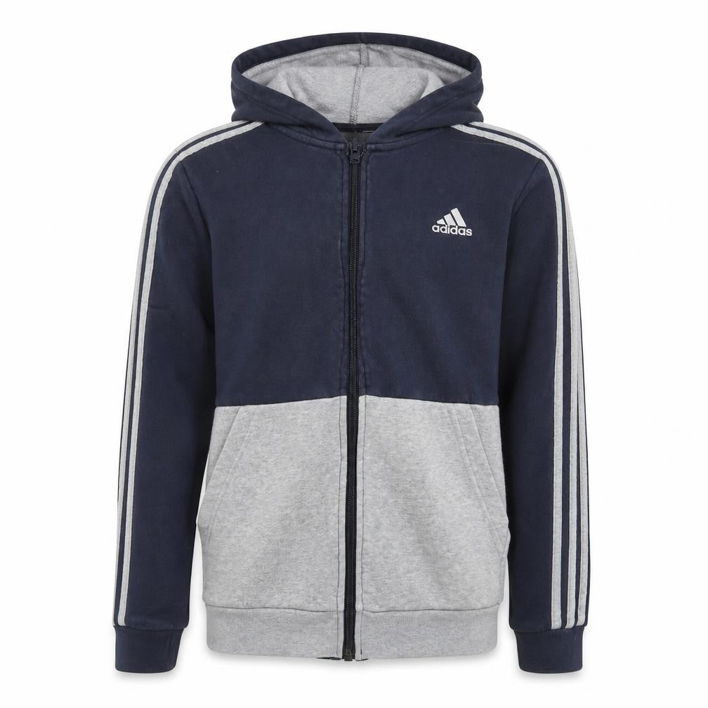 Adidas Boys Blue & Grey Hooded Track Jacket 13-14 Years Zip-Up Hoodie