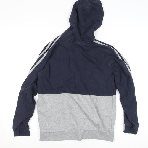 Adidas Boys Blue & Grey Hooded Track Jacket 13-14 Years Zip-Up Hoodie