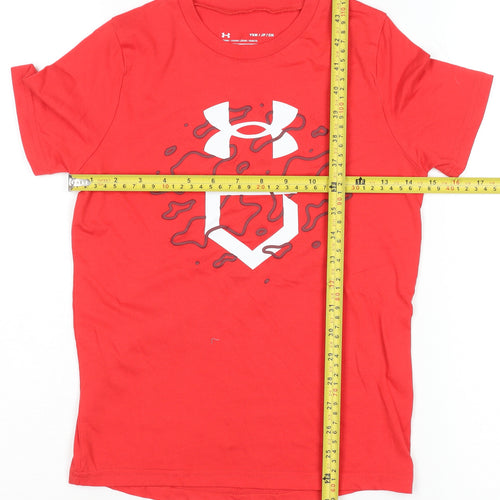 Under Armour Boys Red Graphic Logo Active T-Shirt Size 8 Years