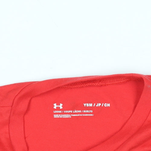 Under Armour Boys Red Graphic Logo Active T-Shirt Size 8 Years