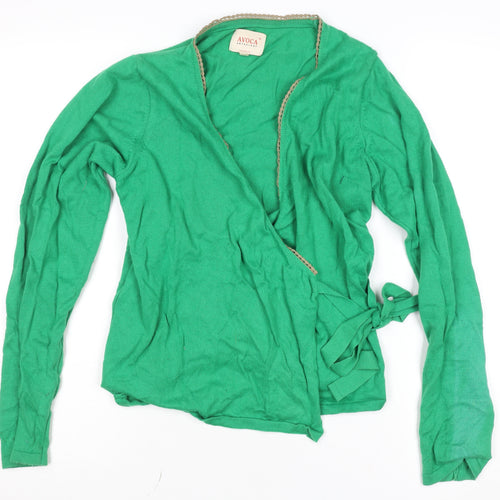 Avoca Anthology Women's Green Cotton Wrap Jumper Size M