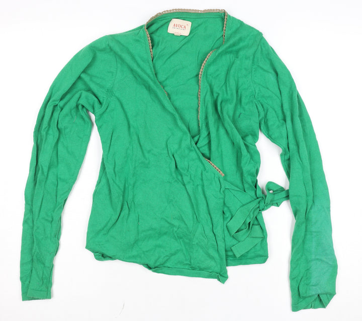 Avoca Anthology Women's Green Cotton Wrap Jumper Size M