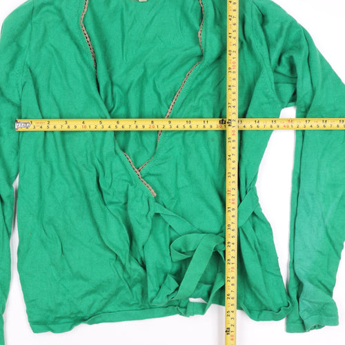 Avoca Anthology Women's Green Cotton Wrap Jumper Size M