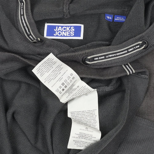 Jack & Jones Boys Black Pullover Hoodie Size 164 Cotton Blend Casual