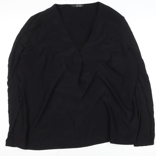 Dunnes Stores Women's Black V-Neck Long Sleeve Blouse Size L