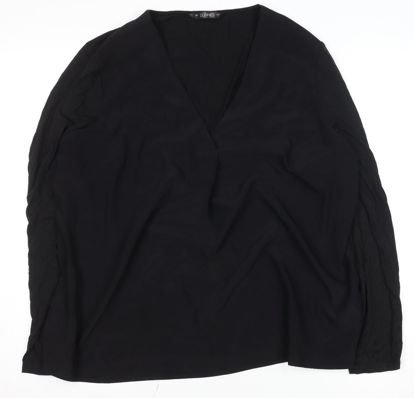 Dunnes Stores Women's Black V-Neck Long Sleeve Blouse Size L