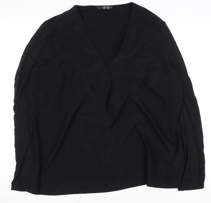 Dunnes Stores Women's Black V-Neck Long Sleeve Blouse Size L
