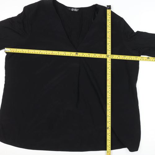 Dunnes Stores Women's Black V-Neck Long Sleeve Blouse Size L