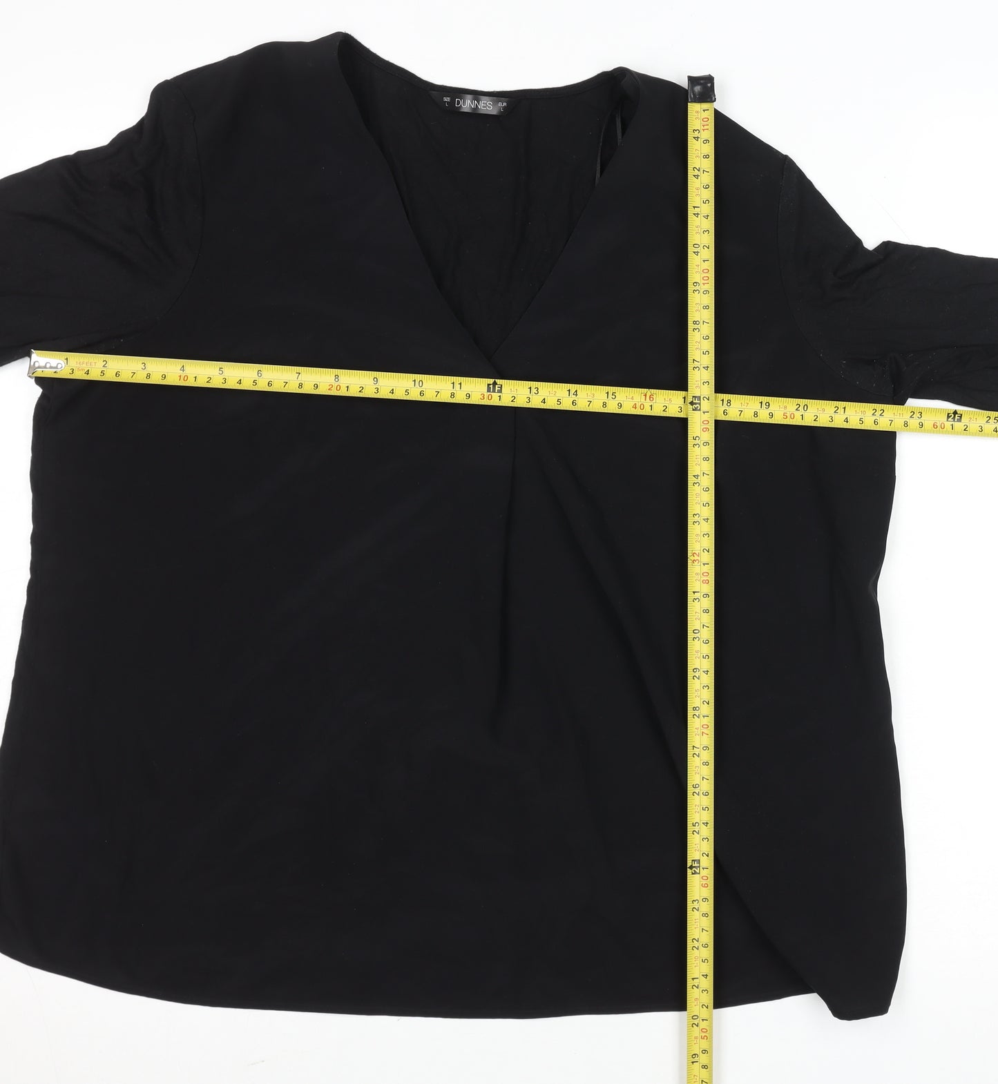 Dunnes Stores Women's Black V-Neck Long Sleeve Blouse Size L