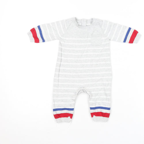 Mothercare Unisex Grey Striped Knit Babygrow 0-3 Months