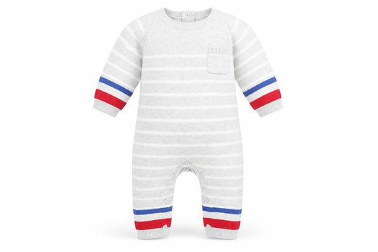 Mothercare Unisex Grey Striped Knit Babygrow 0-3 Months