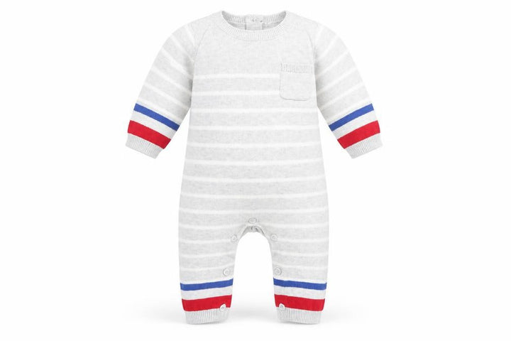 Mothercare Unisex Grey Striped Knit Babygrow 0-3 Months