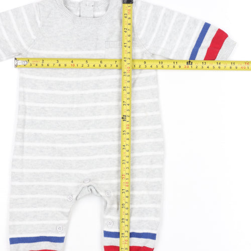 Mothercare Unisex Grey Striped Knit Babygrow 0-3 Months