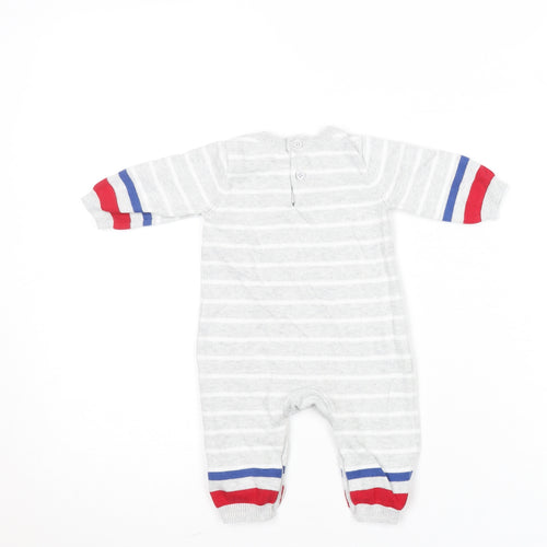 Mothercare Unisex Grey Striped Knit Babygrow 0-3 Months