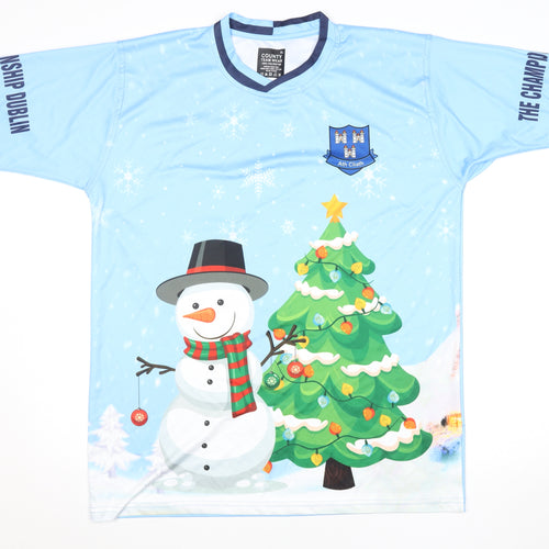 County Team Wear Men's Blue XL Christmas Football T-Shirt