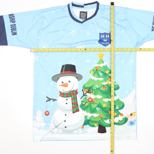 County Team Wear Men's Blue XL Christmas Football T-Shirt