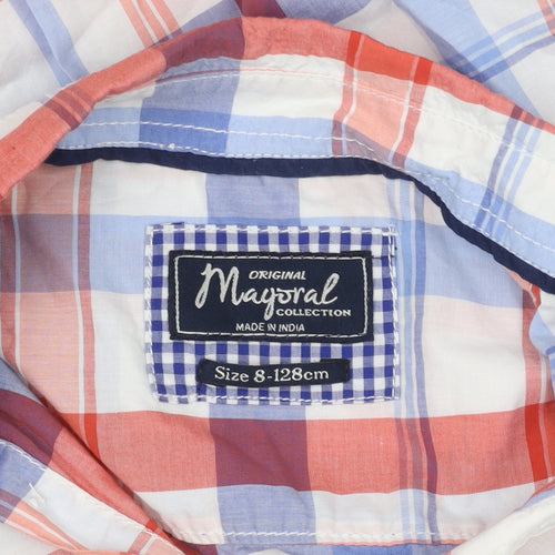 Mayoral Boys Multicoloured Check Short Sleeve Button-Up Shirt 8 Years