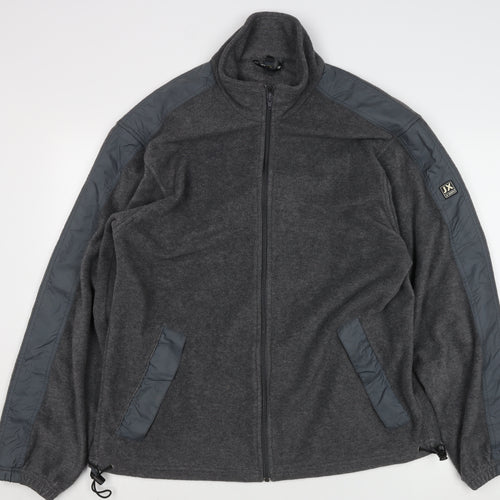 DX Men's Grey Fleece Full Zip Outdoor Jacket Size L Regular Fit