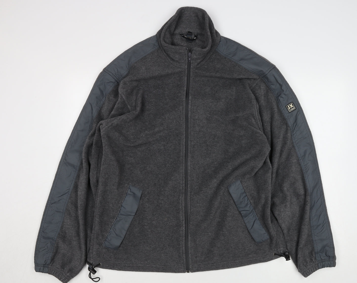 DX Men's Grey Fleece Full Zip Outdoor Jacket Size L Regular Fit