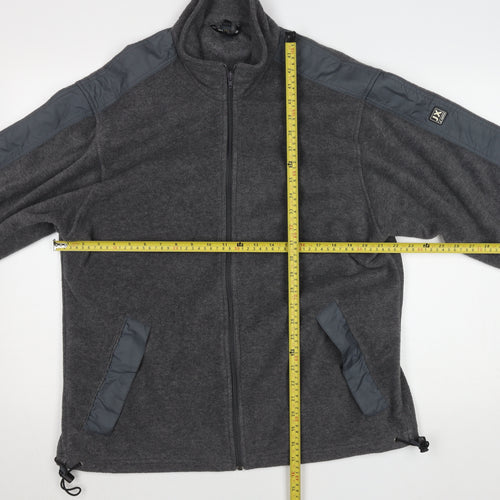 DX Men's Grey Fleece Full Zip Outdoor Jacket Size L Regular Fit