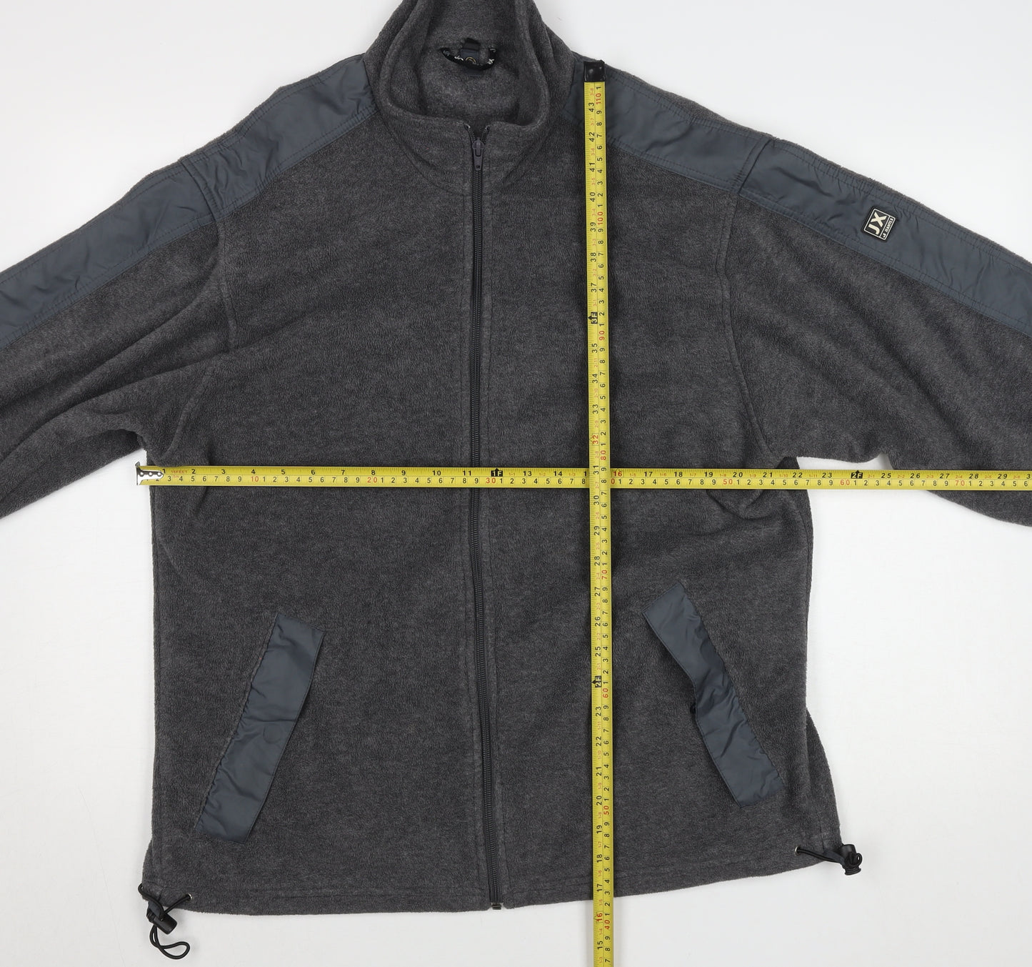 DX Men's Grey Fleece Full Zip Outdoor Jacket Size L Regular Fit