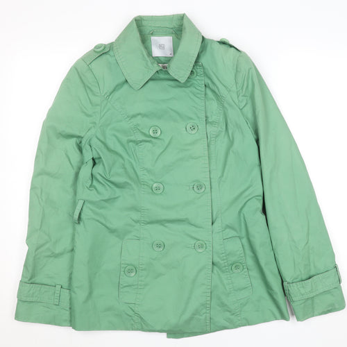 TU Women’s Green Mid-Length Cotton Pea Coat Jacket Size 10
