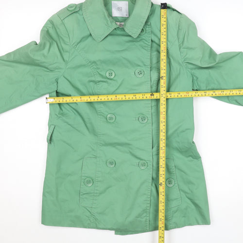 TU Women’s Green Mid-Length Cotton Pea Coat Jacket Size 10