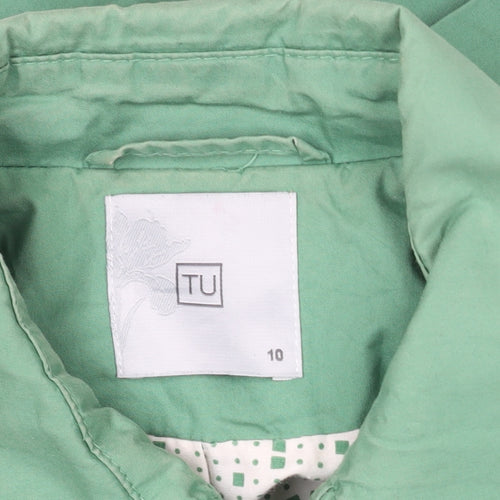TU Women’s Green Mid-Length Cotton Pea Coat Jacket Size 10