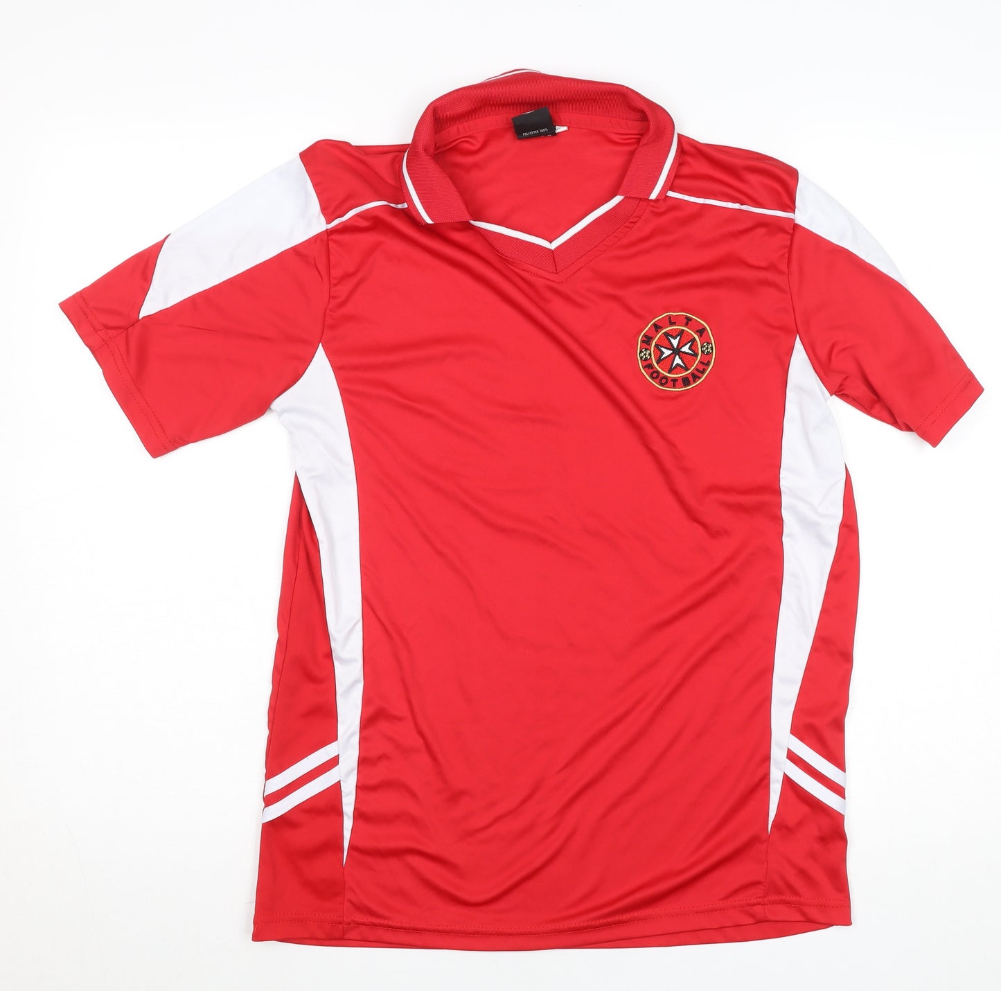 Men’s Red Football Polo Shirt Short Sleeve 100% Polyester L